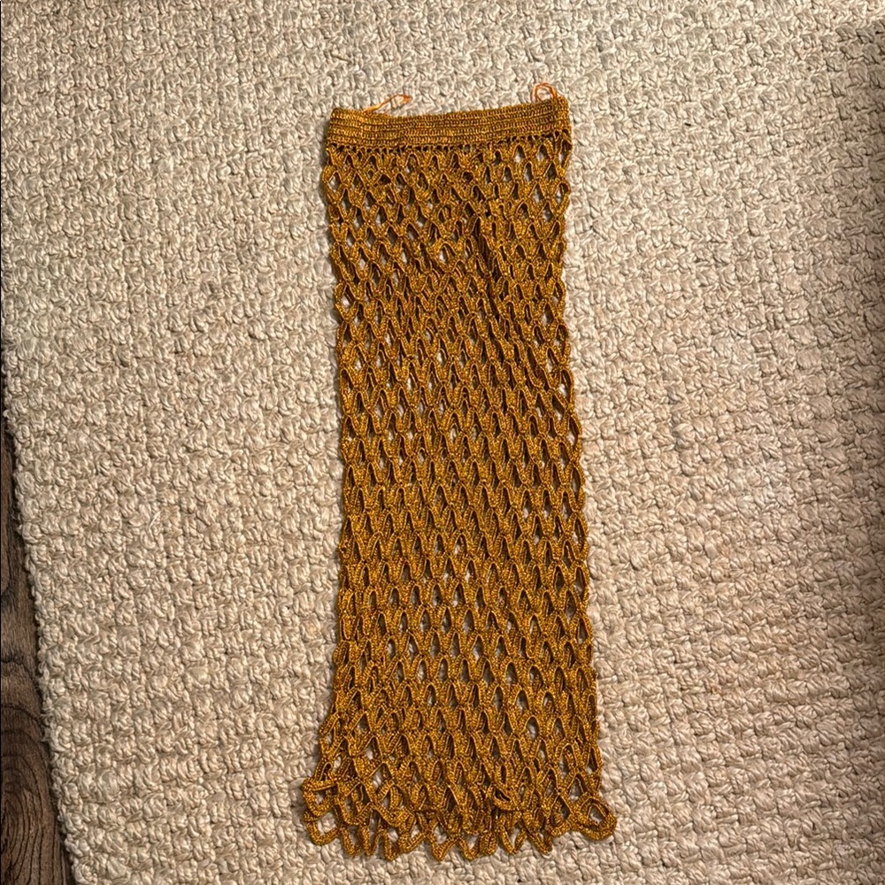 Cult Gaia Finn Crochet Gold Mesh Cover-Up Skirt - Picture 6 of 6